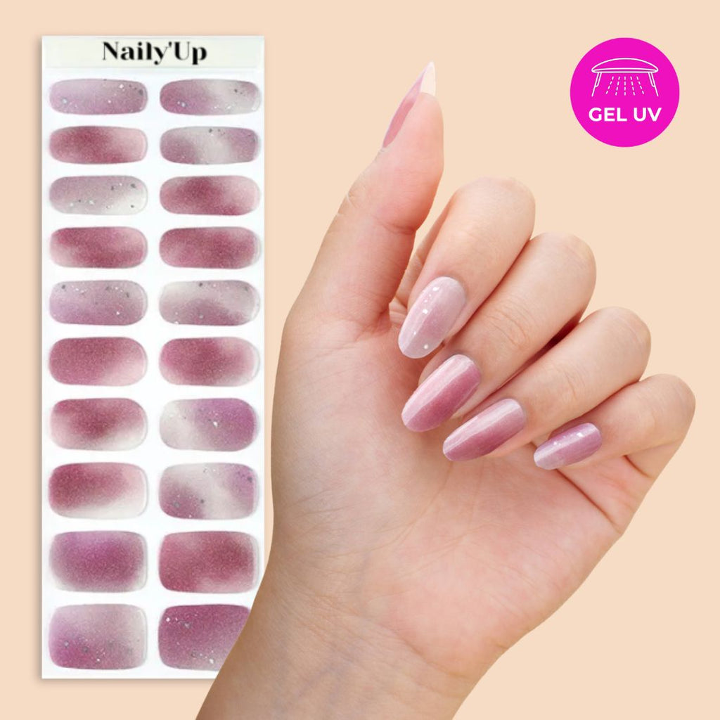 ongle en gel - Poussière de Rose